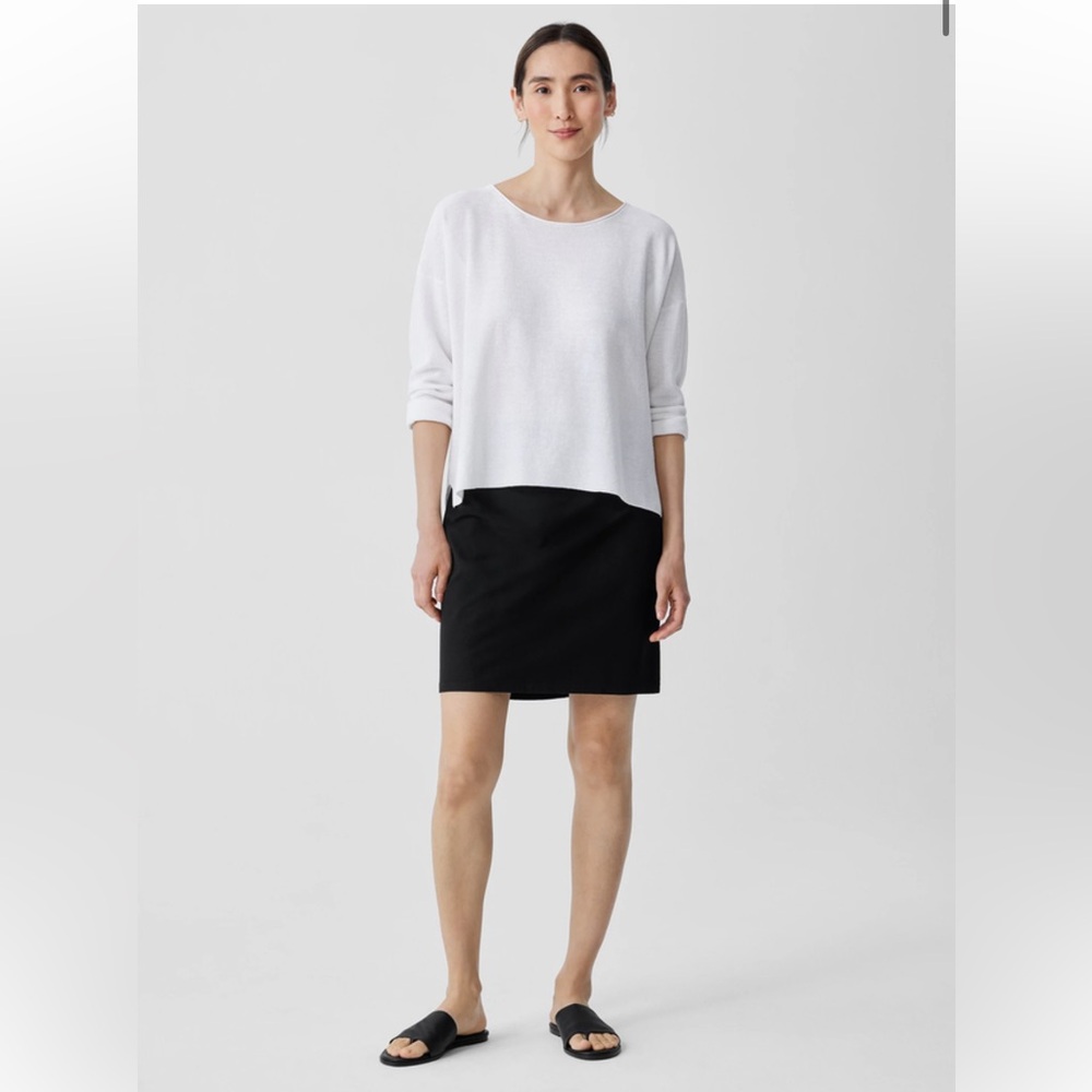 EILEEN FISHER Women's Stretch Crepe‎ Washable Skirt Grey Charcoal Medium Office